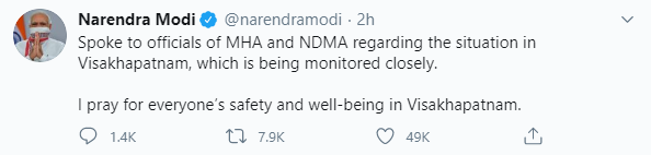 Narendra Modi tweet Visakhapatnam