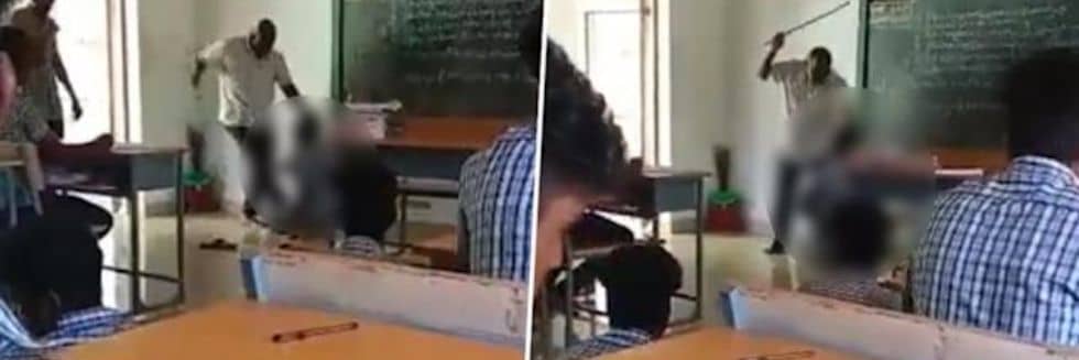 Teacher Brutally Thrashed, Kicked Students For Skipping Classes, Caught On Camera